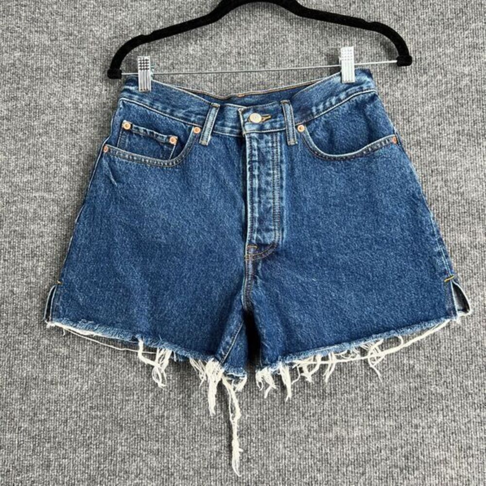Lucky Brand Cutoff Denim Shorts Womens 6 28 High Rise Cheeky Jean 100% Cotton